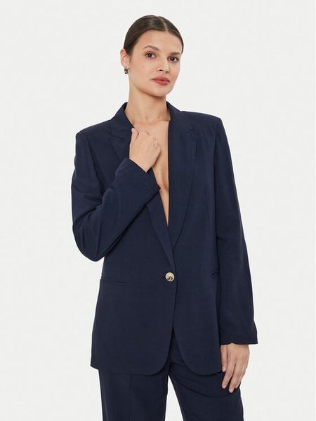 ViCOLO Marynarka TB1561 Granatowy Regular Fit. Niebieskie marynarki i żakiety damskie ViCOLO, bez wzorów, z wiskozy, bez kołnierzyka, bez ramiączek. Za 349.99 zł.