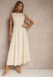 Jasnobeżowa Sukienka z Wiskozą o Rozkloszowanym Kroju Bez Rękawów Barneria. Brązowe sukienki damskie Renee, na co dzień, m, bez wzorów, z bawełny, eleganckie, bez kołnierzyka, bez ramiączek, maxi, kopertowe. Za 109.99 zł.