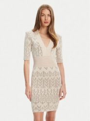 Marciano Guess Sukienka dzianinowa 5YGK20 5877Z Beżowy Slim Fit. Brązowe sukienki damskie Marciano Guess, z aplikacjami, z dzianiny, bez kołnierzyka, bez ramiączek. Za 819.99 zł.