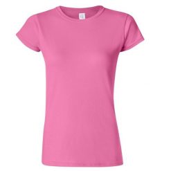 Koszulka Damska Krótki Rękaw Soft Style. Fioletowe bluzki damskie GILDAN, m, bez wzorów, sportowe, bez kołnierzyka, bez ramiączek. Za 28.99 zł.