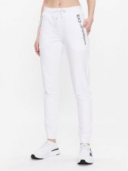 EA7 Emporio Armani Spodnie dresowe 3RTP65 TJCQZ 0102 Biały Regular Fit. Białe spodnie dresowe damskie EA7 Emporio Armani, bez wzorów, z bawełny. Za 399.99 zł.