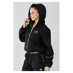 Damska bluza sportowa oversize Rough Radical Trip Hoodie Zip. Czarne bluzy damskie ROUGH RADICAL, bez wzorów, sportowe, bez ramiączek, bez kaptura. Za 175.92 zł.
