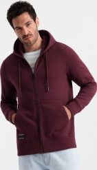 Ombre Rozpinana bawełniana męska bluza dresowa BASIC bordowa V3 OM-SSBZ-0160 XXL. Czerwone bluzy męskie Ombre, m, bez wzorów, z bawełny, bez ramiączek, bez kaptura. Za 199.99 zł.