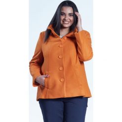 Musztardowa elegancka kurtka płaszcz Vera OVERSIZE PLUS SIZE WIOSNA. Brązowe płaszcze damskie Moda Size Plus Iwanek, na wiosnę, plus size, bez wzorów, z tkaniny, eleganckie, bez kołnierzyka, bez kaptura. Za 289.00 zł.