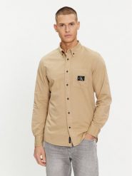 Calvin Klein Jeans Koszula J30J325772 Beżowy Regular Fit. Brązowe koszule męskie Calvin Klein Jeans, m, bez wzorów, z bawełny, bez kołnierzyka, bez ramiączek. Za 329.99 zł.
