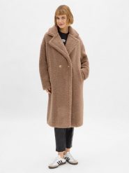 Marie Lund Pluszowy płaszcz - Elicia Kobiety szary, 46. Szare płaszcze damskie Marie Lund, bez wzorów, eleganckie, bez kołnierzyka, bez kaptura. Za 749.95 zł.