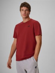 4F T-shirt regular gładki męski - burgundowy S. Czerwone t-shirty męskie 4F, m, bez wzorów, z bawełny, bez kołnierzyka, bez ramiączek. Za 49.99 zł.