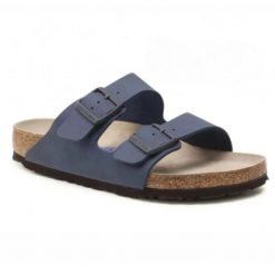 Klapki męskie Birkenstock Arizona regular. Niebieskie klapki męskie Birkenstock, bez wzorów, z jeansu, bez zapięcia. Za 287.00 zł.