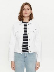 Tommy Hilfiger Kurtka jeansowa WW0WW41336 Biały Regular Fit. Białe kurtki damskie Tommy Hilfiger, bez wzorów, z bawełny, bez kaptura. Za 519.99 zł.