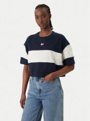 Tommy Jeans T-Shirt Badge Colour-Blocked DW0DW18706 Granatowy Oversize. Niebieskie t-shirty damskie Tommy Jeans, xs, bez wzorów, z bawełny, bez kołnierzyka, bez ramiączek. Za 189.99 zł.