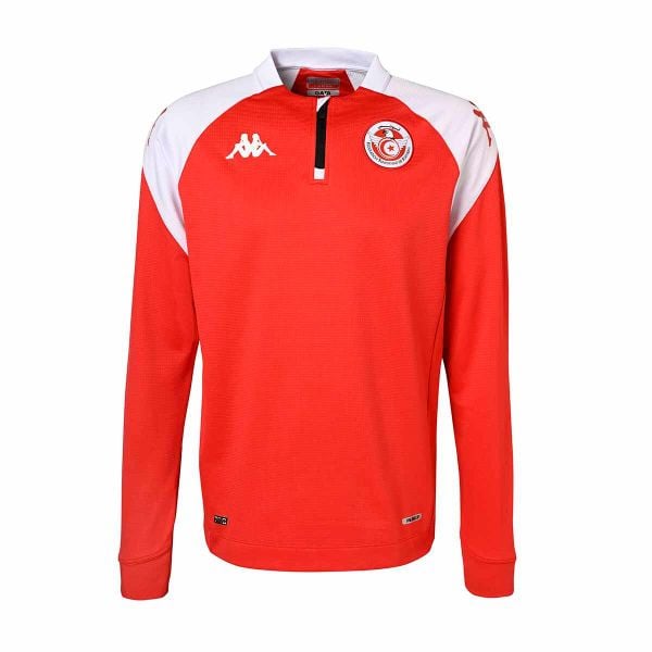 Treningowy top Tunisie Ablas Pro 7 2024. Białe bluzy męskie Kappa, bez wzorów, sportowe, bez ramiączek, bez kaptura. W wyprzedaży za 221.75 zł.