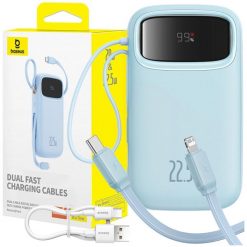 Powerbank Baseus 20000 mAh 22,5W z wbudowanymi kablami USB-C lightning. Niebieskie powerbanki Baseus. Za 129.00 zł.
