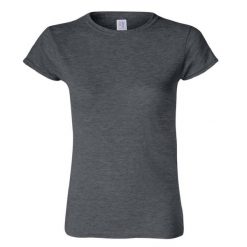 Koszulka Damska Krótki Rękaw Soft Style. Szare bluzki damskie GILDAN, l, bez wzorów, sportowe, bez kołnierzyka, bez ramiączek. Za 28.99 zł.