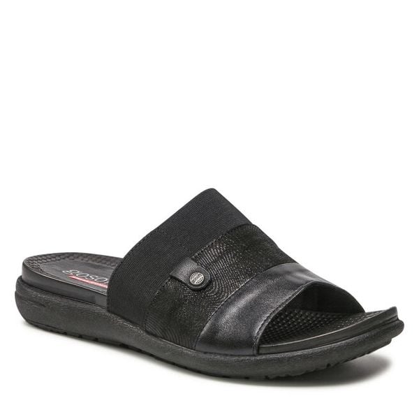 Klapki Go Soft. Czarne klapki damskie GO SOFT, bez wzorów, bez obcasa, bez zapięcia. Za 74.99 zł.