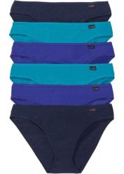 Figi z miękką bawełną (6 par). Niebieskie majtki damskie bonprix, z bawełny. Za 69.99 zł.