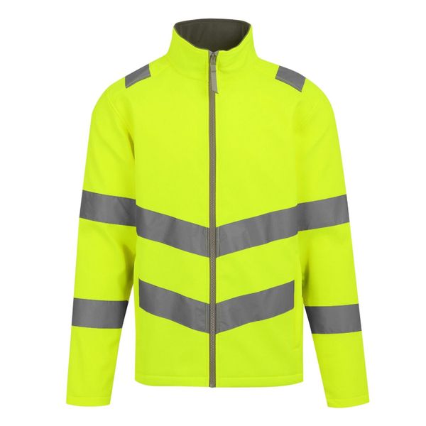 Męska 2warstwowa Kurtka Soft Shell Pro Contract Ablaze HiVis. Białe kurtki męskie Regatta, l, bez wzorów, sportowe, bez kaptura. Za 142.99 zł.