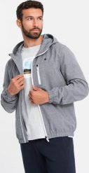 Kurtka męska Ombre Lekka sportowa męska kurtka z polarową podszewką szara V3 OM-JANP-0136 XXL. Szare kurtki sportowe męskie Ombre, m, bez wzorów, z polaru, bez kaptura. Za 269.99 zł.
