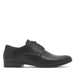 Półbuty Lanetti. Czarne buty wizytowe męskie Lanetti, bez wzorów, bez obcasa, bez zapięcia. Za 129.99 zł.