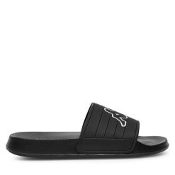 Klapki Kappa. Czarne klapki damskie Kappa, bez wzorów, bez obcasa, bez zapięcia. Za 79.99 zł.