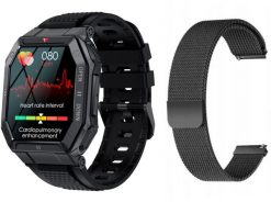 Nowy Smartwatch GlacierX Trail Black + Bransoleta mesh GX-TC55 BM. Czarne zegarki smartwatch GlacierX, bez wzorów, z meshu. Za 210.29 zł.