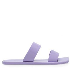 Klapki JENNY. Fioletowe klapki damskie Jenny, bez wzorów, bez obcasa, bez zapięcia. Za 39.99 zł.