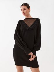 TWINSET Sukienka dzianinowa 232TP3423 Czarny Regular Fit. Czarne sukienki damskie Twinset, s, bez wzorów, z dzianiny, bez kołnierzyka, bez ramiączek. Za 819.99 zł.