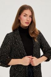 Marynarka w zwierzęcy wzór czarna. Czarne marynarki i żakiety damskie MOODO, bez wzorów, z elastanu, bez kołnierzyka, bez ramiączek. Za 179.99 zł.