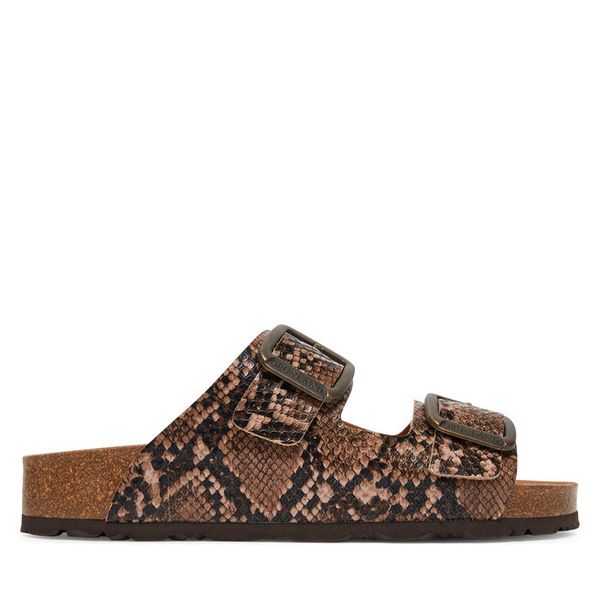 Klapki Grünland. Brązowe klapki damskie Grünland, bez wzorów, bez obcasa, bez zapięcia. Za 219.99 zł.