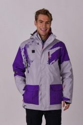 Kurtka Afterparty Szaro-fioletowa męska. Fioletowe kurtki sportowe męskie OOSC, l, bez wzorów, z materiału, z kapturem, snowboardowy. Za 1,445.99 zł.