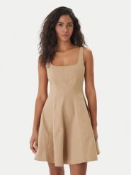 HUGO Sukienka codzienna Kademe 50559409 Beżowy Regular Fit. Brązowe sukienki damskie Hugo, na co dzień, bez wzorów, z bawełny, bez kołnierzyka, bez ramiączek, proste. Za 499.99 zł.