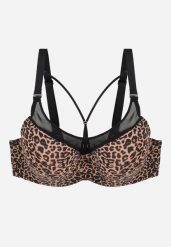 Ciemnobeżowy Biustonosz z Ozdobną Siateczką i Paseczkami przy Dekolcie Anesa. Brązowe biustonosze Born2be, bez wzorów. Za 49.99 zł.