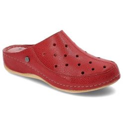 Bordowe Klapki Pollonus Wygodne Skórzane Buty Damskie. Czerwone klapki damskie Pollonus, bez wzorów, ze skóry, klasyczne, bez obcasa, bez zapięcia. Za 199.00 zł.