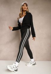 Czarne Legginsy High Waist z Push-Upem z Elastycznego Materiału z Lampasami Ateria. Czarne legginsy damskie Renee, bez wzorów, z jeansu. Za 49.99 zł.