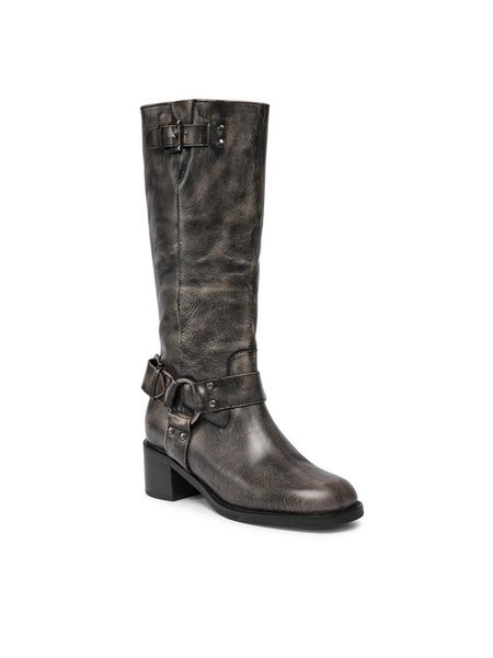 Bronx Kozaki High boots 14291-A Czarny. Czarne kozaki damskie Bronx, bez wzorów, ze skóry, bez obcasa, na słupku, bez zapięcia. Za 579.99 zł.