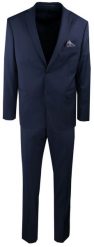 Elegancki Garnitur Wełniany, Wyszczuplony (Slim) - MEN'SFIELD - Granatowy. Niebieskie garnitury męskie MEN'SFIELD, na lato, l, bez wzorów, z gumy, eleganckie. Za 925.00 zł.