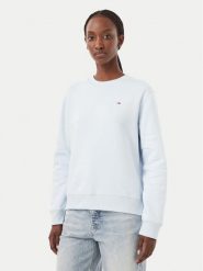 Tommy Jeans Bluza Flag DW0DW19959 Niebieski jasny Regular Fit. Niebieskie bluzy damskie Tommy Jeans, xl, bez wzorów, z bawełny, bez ramiączek, bez kaptura. Za 289.99 zł.
