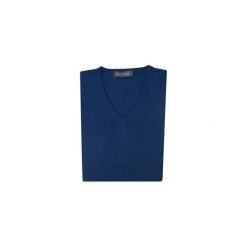 Granatowy sweter męski w szpic SW3. Niebieskie swetry męskie Lanieri Fashion - swetry męskie, m, bez wzorów, z bawełny, casualowe, bez kołnierzyka, bez ramiączek. Za 117.00 zł.