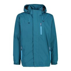 Kurtka wodoodporna z kapturem CMP. Niebieskie kurtki męskie CMP, s, bez wzorów, z materiału, z kapturem. Za 338.90 zł.