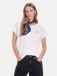 Tommy Hilfiger T-Shirt UW0UW04525 Beżowy Relaxed Fit. Brązowe t-shirty damskie Tommy Hilfiger, s, bez wzorów, z bawełny, bez kołnierzyka, bez ramiączek. Za 139.99 zł.
