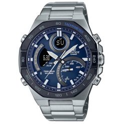 Zegarek męski Casio ECB-950DB-2AEF, Quartz, 48mm, 10ATM. Niebieskie zegarki męskie Casio, bez wzorów. Za 833.15 zł.