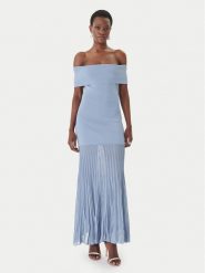 MICHAEL Michael Kors Sukienka dzianinowa MS683HGBFD Błękitny Slim Fit. Niebieskie sukienki damskie MICHAEL Michael Kors, s, bez wzorów, z dzianiny, bez kołnierzyka, bez ramiączek. Za 1,389.00 zł.