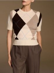 Wełniany sweter w romby - wielobarwny. Swetry nierozpinane damskie Reserved, l, bez wzorów, z dzianiny, bez kołnierzyka, bez ramiączek. Za 159.99 zł.