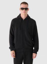 4F Bluza dresowa rozpinana z kapturem męska - czarna S. Czarne bluzy sportowe męskie 4F, m, bez wzorów, z bawełny, z kapturem. W wyprzedaży za 89.99 zł.