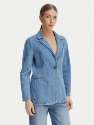 Marella Marynarka Teca 2615041021 Niebieski Regular Fit. Niebieskie marynarki i żakiety damskie Marella, bez wzorów, z bawełny, bez kołnierzyka, bez ramiączek. Za 749.99 zł.