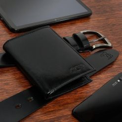 Zestaw męski skórzany premium Beltimore portfel pasek U30 : Kolory - czarny, Rozmiar pasków - r.120-135 cm. Czarne paski męskie bez wzorów. Za 114.90 zł.