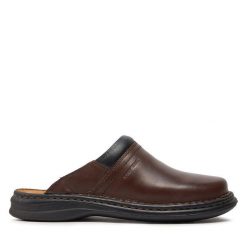 Klapki Josef Seibel. Brązowe klapki męskie Josef Seibel, bez wzorów, bez zapięcia. Za 209.99 zł.