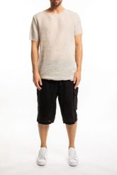 Takeshy Kurosawa T-shirt "Lino" | 83333 | Lino | Mężczyzna | Beżowy. Brązowe t-shirty męskie Takeshy Kurosawa, m, bez wzorów, z bawełny, bez kołnierzyka, bez ramiączek. W wyprzedaży za 299.00 zł.