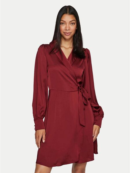 Vila Sukienka koktajlowa Enna 14084510 Bordowy Regular Fit. Czerwone sukienki damskie Vila, bez wzorów, z syntetyku, wizytowe, bez kołnierzyka, bez ramiączek. Za 159.99 zł.