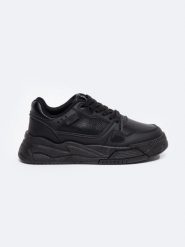 Sneakersy damskie sportowe czarne NN274666 906. Czarne obuwie sportowe damskie BIG STAR, bez wzorów, ze skóry ekologicznej, bez zapięcia. Za 159.99 zł.