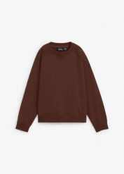 Bluza oversize z grubej bawełny organicznej 100%. Brązowe bluzy damskie bonprix, bez wzorów, z bawełny, bez ramiączek, bez kaptura. Za 129.99 zł.